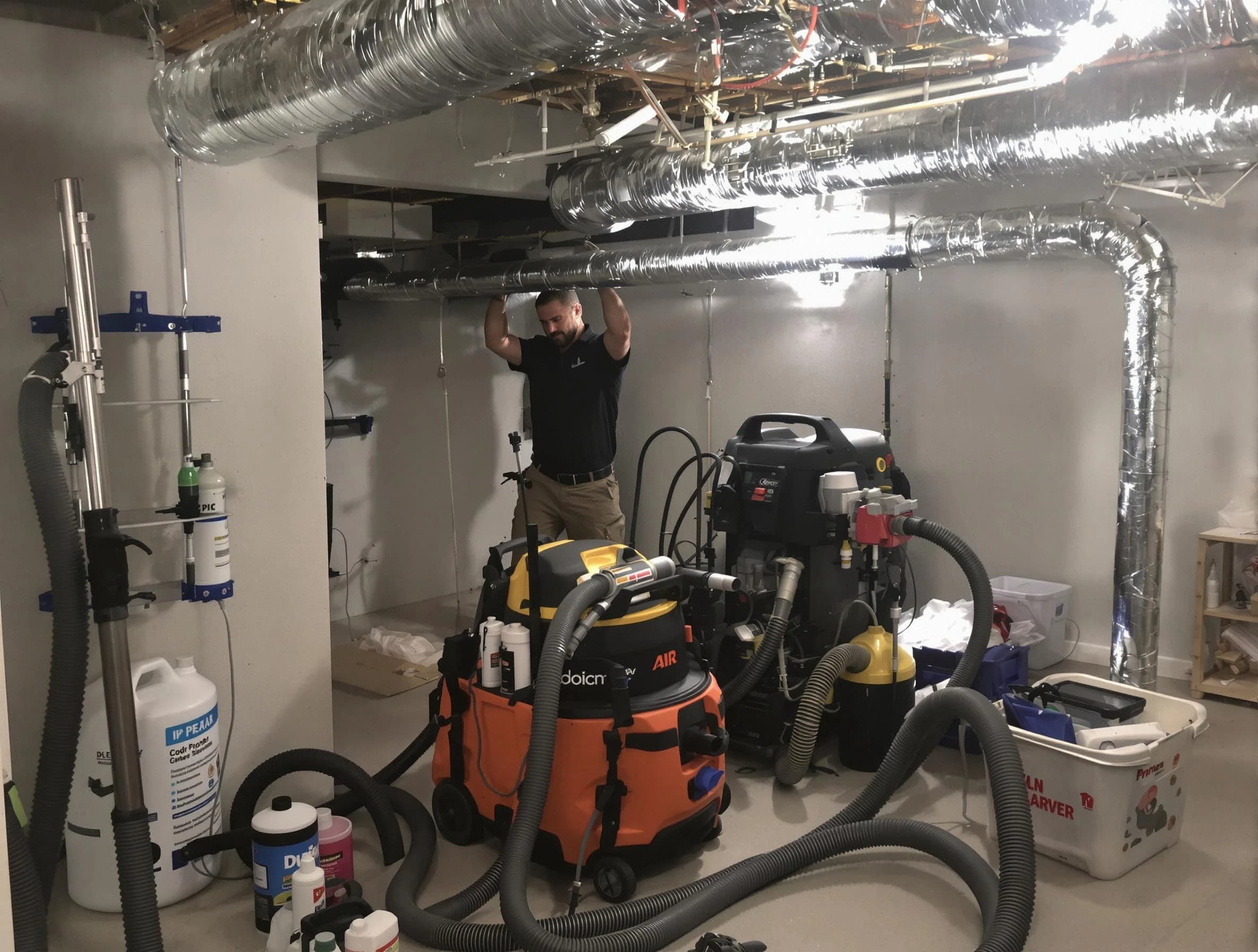 Anthem Air Duct Cleaning specialist performing professional mold removal from air ducts using safety equipment in Anthem