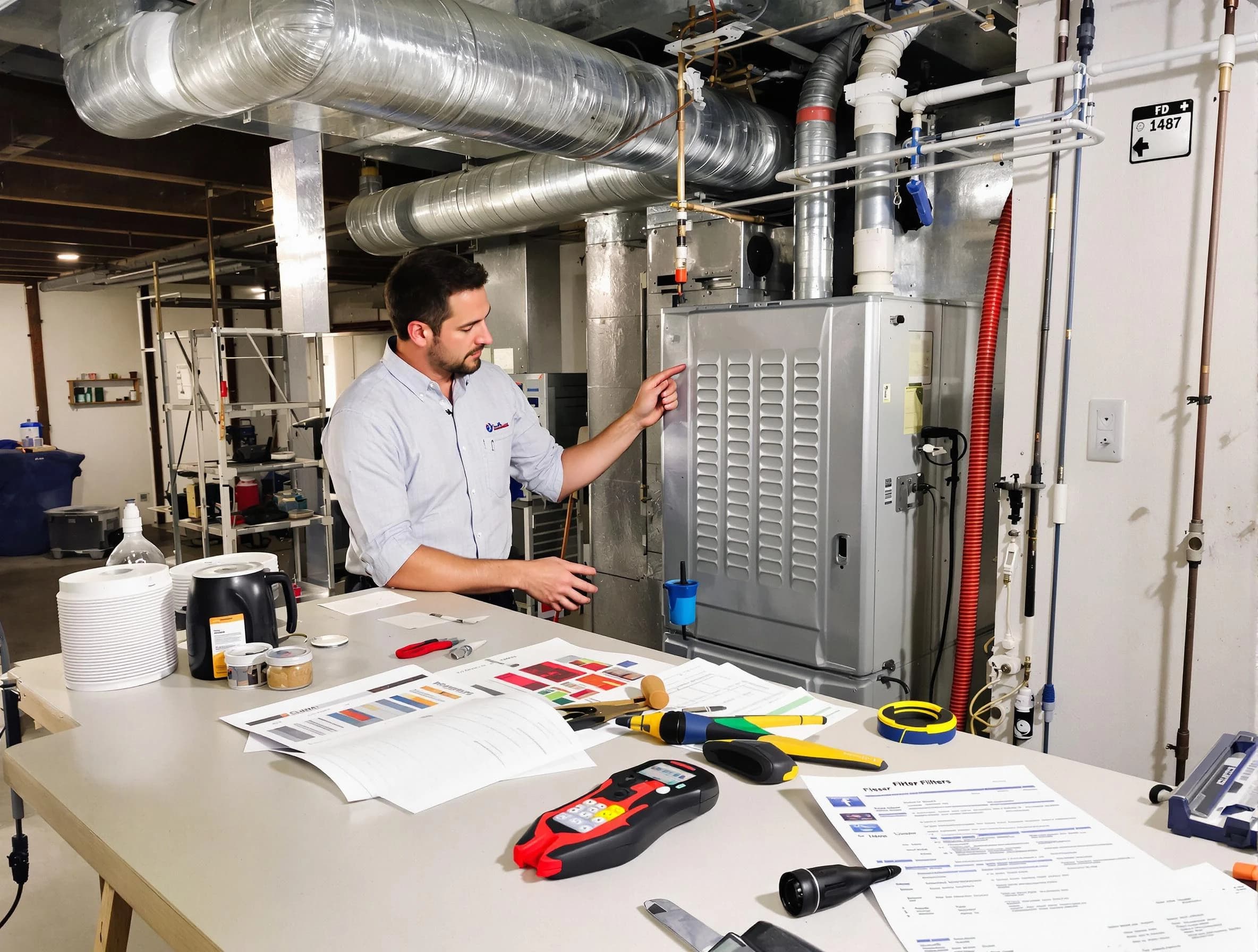 Anthem Air Duct Cleaning inspector conducting detailed filter system evaluation using professional diagnostic tools in Anthem