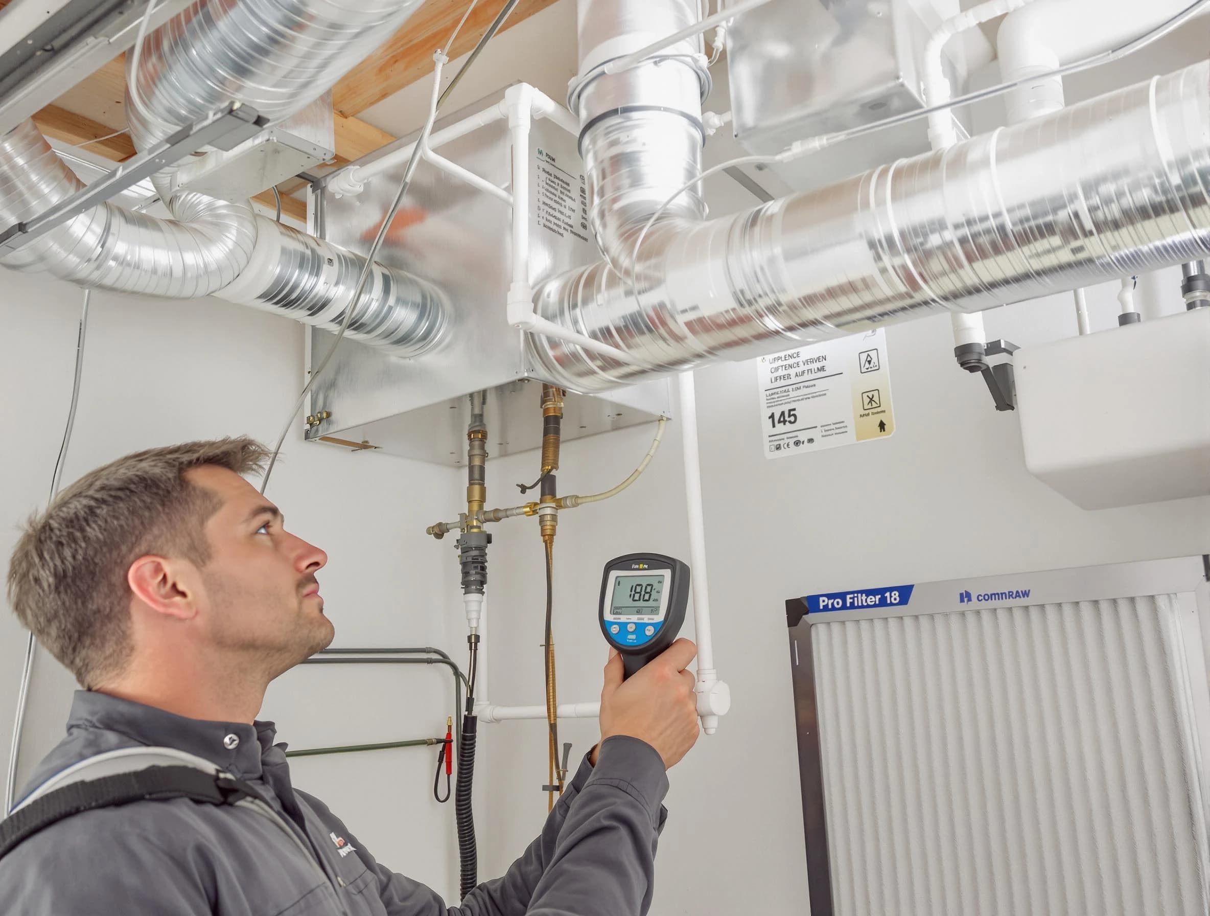 Anthem Air Duct Cleaning expert conducting detailed filter system inspection using diagnostic tools in Anthem