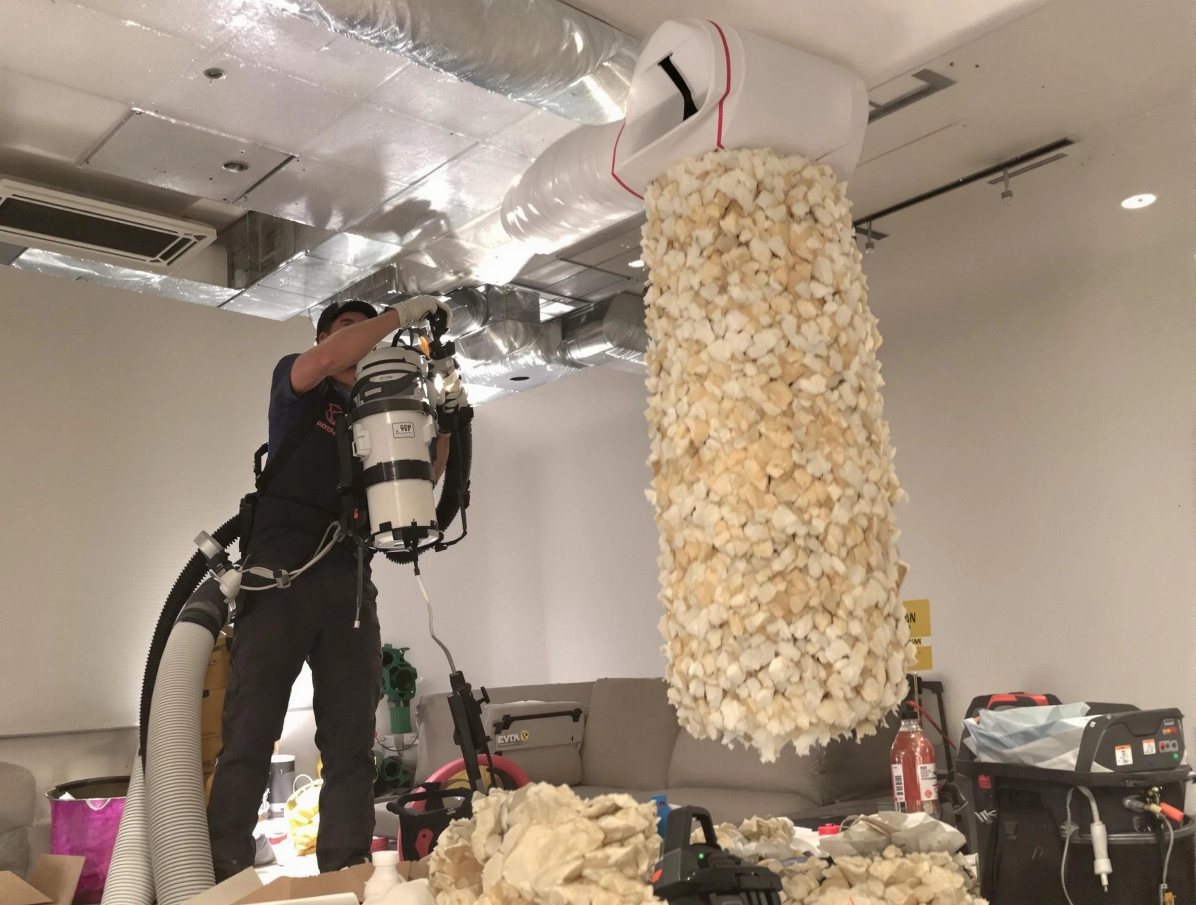 Anthem Air Duct Cleaning technician performing precision vacuum insulation removal in a residential property in Anthem