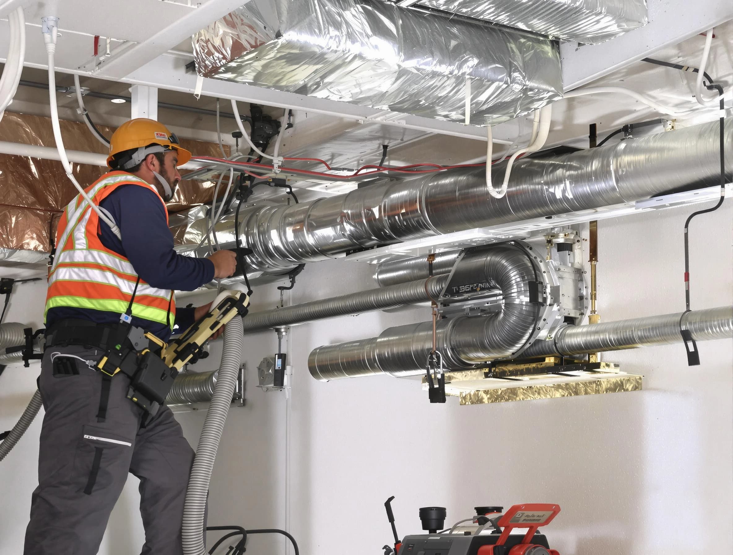 Anthem Air Duct Cleaning technician performing precision vacuum insulation removal in a residential property in Anthem